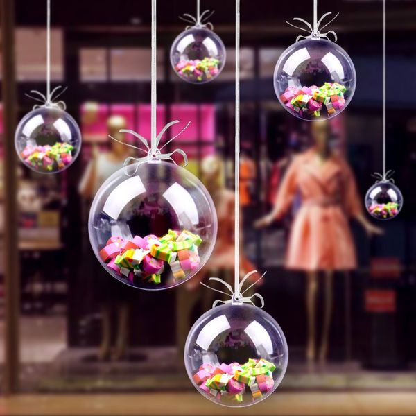 

20pcs christmas tress decorations ball transparent open plastic clear bauble ornament gift present box decoration 2020 new year
