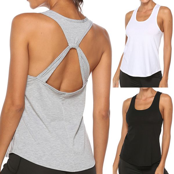 women solid loose tank soft yoga wear sports sleeveless round neck racerback workout running vests female sport clothing, Black;blue
women solid loose tank soft yoga wear sports sleeveless round neck racerback workout running vests female sport clothing, Black;blue
