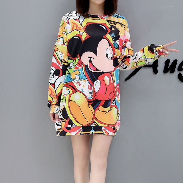2019 new spring autumn cute cartoon printed large size mid-length coat fashion women's hedging casual fashion sweatshirt women, Black
2019 new spring autumn cute cartoon printed large size mid-length coat fashion women's hedging casual fashion sweatshirt women, Black