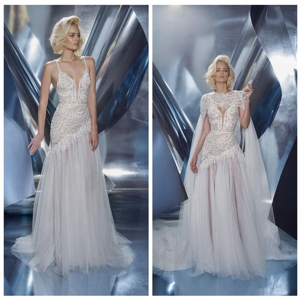 spaghetti strips lace mermaid wedding dresses with wrap tulle 2020 bridal gowns two pieces formal long special occasion party gowns, White
spaghetti strips lace mermaid wedding dresses with wrap tulle 2020 bridal gowns two pieces formal long special occasion party gowns, White