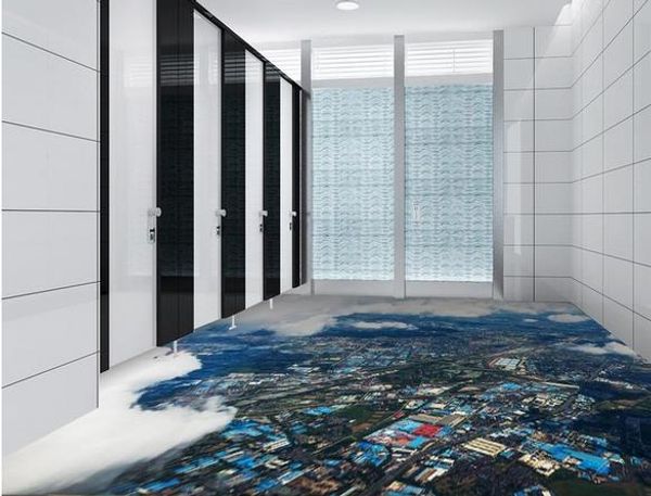 aerial city living room bathroom 3d floor tiles 3d bathroom wallpaper waterproof
