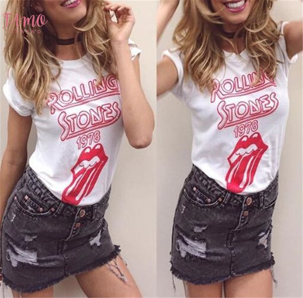 new women summer color lips painted t shirt cotton short sleeve fashion round neck tees, White
new women summer color lips painted t shirt cotton short sleeve fashion round neck tees, White