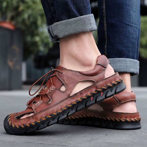 genuine leather mens casual shoes man roman cowhide walking shoe summer outdoor water beach sandals male sneakers big size 38-48, Black
genuine leather mens casual shoes man roman cowhide walking shoe summer outdoor water beach sandals male sneakers big size 38-48, Black