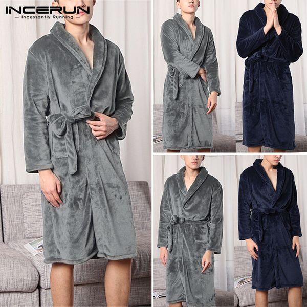 incerun flannel men robes long sleeve kimono solid plush sleepwear comfortable fashion bathrobes winter casual men homewear 2019, Black;brown
incerun flannel men robes long sleeve kimono solid plush sleepwear comfortable fashion bathrobes winter casual men homewear 2019, Black;brown