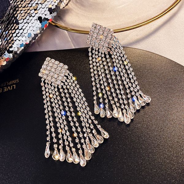 fyuan long tassel full rhinestone drop earrings for women shiny geometric crystal dangle earrings fashion jewelry gifts, Silver
fyuan long tassel full rhinestone drop earrings for women shiny geometric crystal dangle earrings fashion jewelry gifts, Silver
