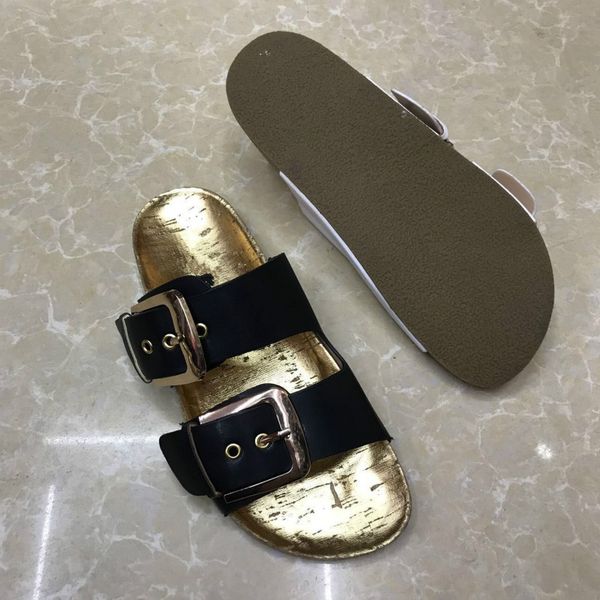 women's sandals casual beach shoes tow metal double buckle open toe flat bottom 2020 summer female slippers woman slides, Black
women's sandals casual beach shoes tow metal double buckle open toe flat bottom 2020 summer female slippers woman slides, Black