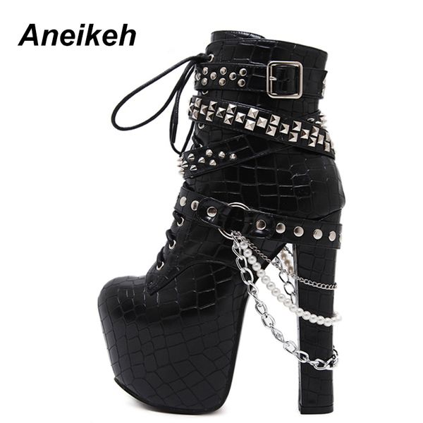 aneikeh zip metal chains rivet motorcycle boots women shoes super high heels platform ankle boots punk rock gothic biker boots t200425, Black
aneikeh zip metal chains rivet motorcycle boots women shoes super high heels platform ankle boots punk rock gothic biker boots t200425, Black