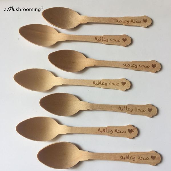 disposable spoons laser engraved pudding spoons personalized text font for home party banana pudding party disposable dinnerware