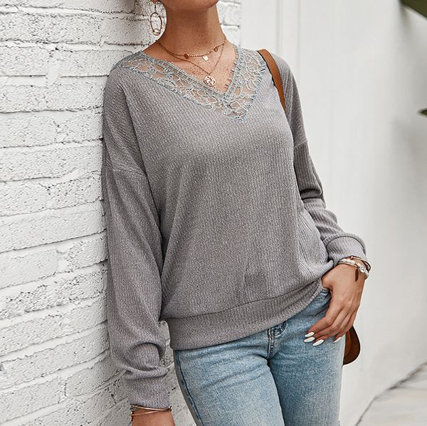 2020 new women autumn winter long sleeve knitted solid color sweater v-neck lace fashion casual pullovers, White;black
2020 new women autumn winter long sleeve knitted solid color sweater v-neck lace fashion casual pullovers, White;black