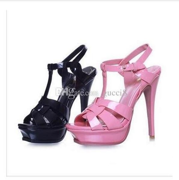 tribute patent 14cm heel open toe leather platform sandals mujer women shoes t-strap high heels sandals lady shoes pumps, Black
tribute patent 14cm heel open toe leather platform sandals mujer women shoes t-strap high heels sandals lady shoes pumps, Black