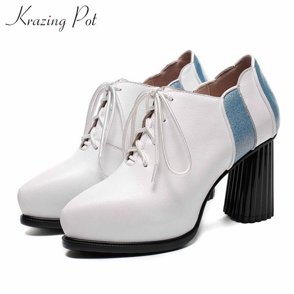 krazing pot popular mixed colors super high heels genuine leather shoes round toe fashion lace up elegant mature women pumps l11, Black
krazing pot popular mixed colors super high heels genuine leather shoes round toe fashion lace up elegant mature women pumps l11, Black