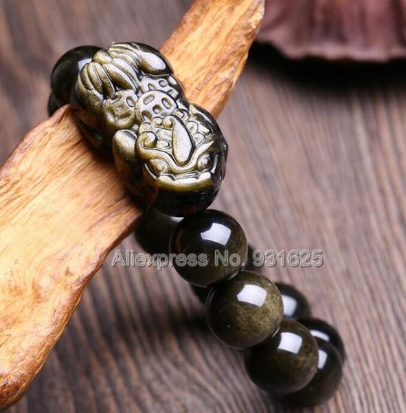 natural gold obsidian 8mm - 20mm beads + obsidian carved coin pixiu lucky stretch elastic bracelet fashion jewelry, Black
natural gold obsidian 8mm - 20mm beads + obsidian carved coin pixiu lucky stretch elastic bracelet fashion jewelry, Black