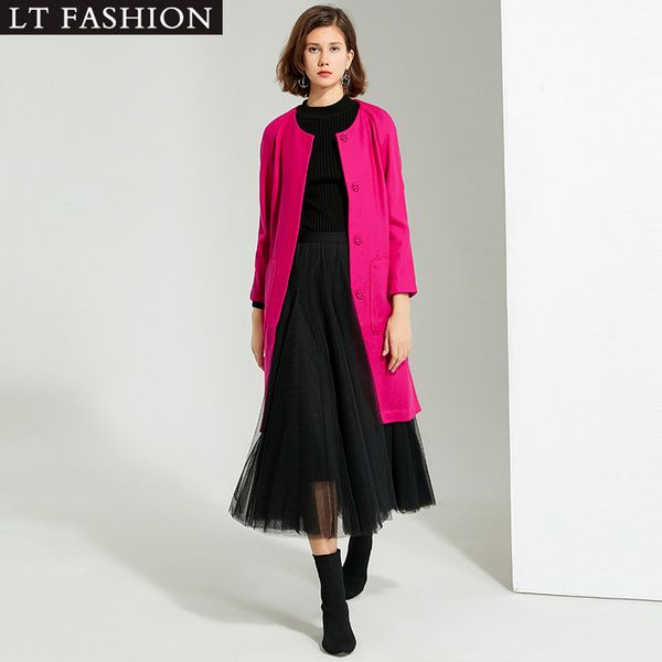 berly boutique women's woolen coat european and american women's solid color round neck long-sleeved woolen coat, Black
berly boutique women's woolen coat european and american women's solid color round neck long-sleeved woolen coat, Black