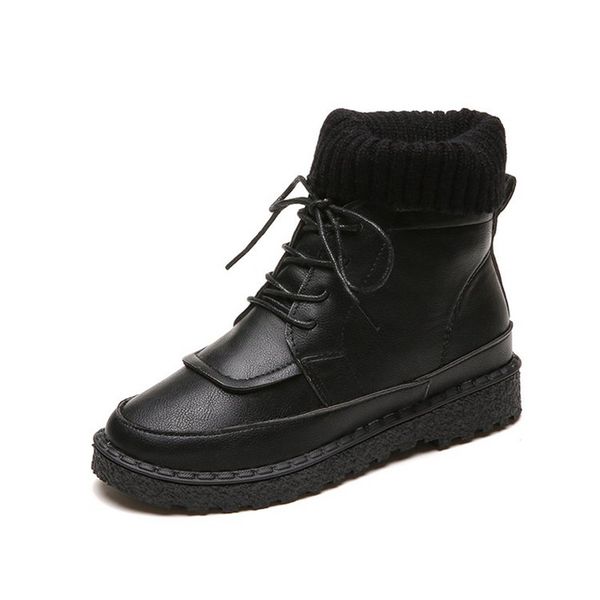 women boots ankle boots nice winter shoes lace-up knitted flat shoes rubber women leather 3cm heel, Black
women boots ankle boots nice winter shoes lace-up knitted flat shoes rubber women leather 3cm heel, Black