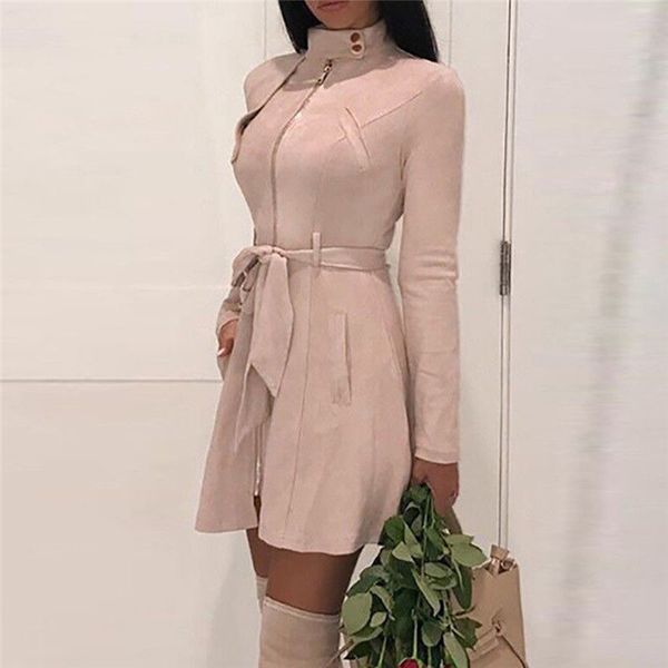 women autumn trench coat with belt long sleeve zip bow long female pocket solid turtleneck casual windbreaker femme overcoat n17, Tan;black
women autumn trench coat with belt long sleeve zip bow long female pocket solid turtleneck casual windbreaker femme overcoat n17, Tan;black