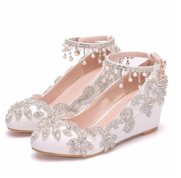 women white crystal shoes tassel wristband wedding shoes bride high heels sandals female dress pumps wedges classic look, Black
women white crystal shoes tassel wristband wedding shoes bride high heels sandals female dress pumps wedges classic look, Black