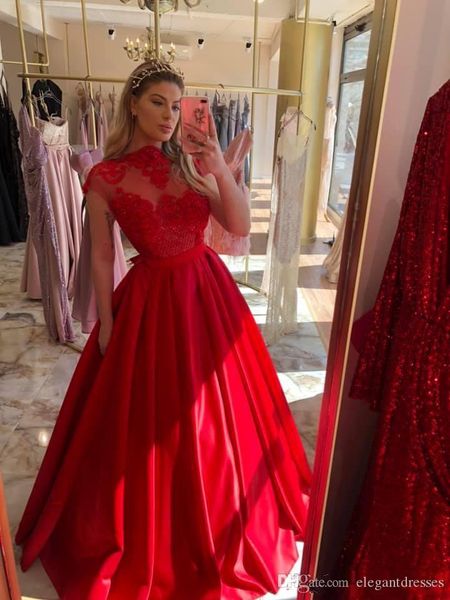 modest a-line evening dresses high neck short sleeves lace appliques pleated prom party gowns dress evening wear robes de soirée, Black;red
modest a-line evening dresses high neck short sleeves lace appliques pleated prom party gowns dress evening wear robes de soirée, Black;red