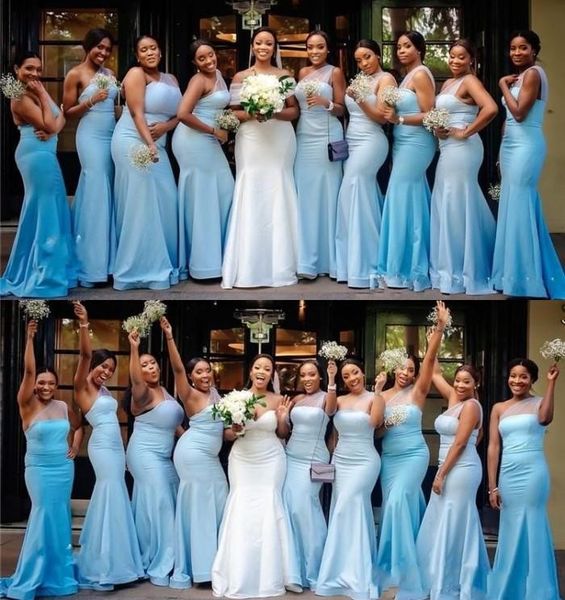 african sky blue mermaid bridesmaid dresses one shoulder formal wedding guest gown plus size long formal maid of the honor dress, White;pink
african sky blue mermaid bridesmaid dresses one shoulder formal wedding guest gown plus size long formal maid of the honor dress, White;pink