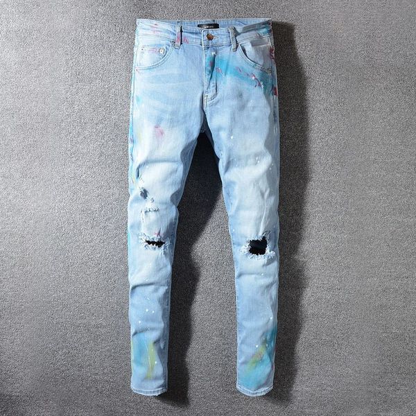 high street light color knee hole jeans stretch mens skinny jeans hip hop denim clothes streetwear men clothes 2020 mens, Blue
high street light color knee hole jeans stretch mens skinny jeans hip hop denim clothes streetwear men clothes 2020 mens, Blue