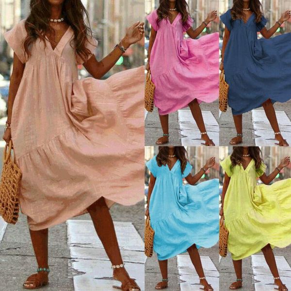 womens summer solid loose boho linen party evening beach long maxi dress sundress plus size
womens summer solid loose boho linen party evening beach long maxi dress sundress plus size