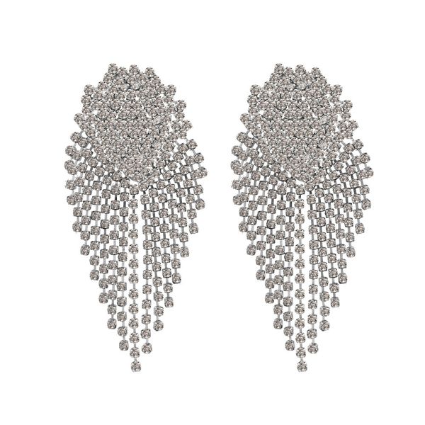 european and american exaggeration atmosphere long earrings female personality earrings retro fringe accessories, Silver