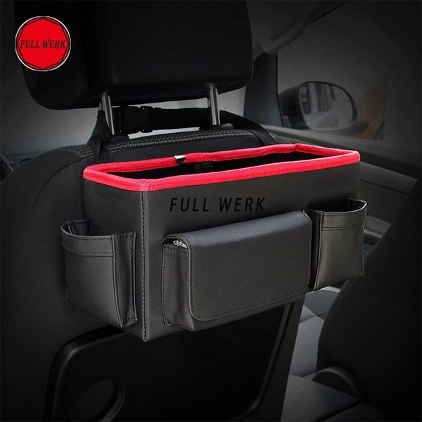 

portable car backseat storage box leather auto seat back headrest hanging organizer console holder car interior accessories