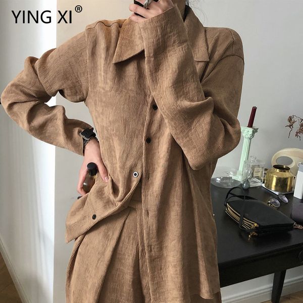 ying xi 2020 spring casual solid fold blouse women blue and khaki turn-down collar single breasted long sleeve women top, White
ying xi 2020 spring casual solid fold blouse women blue and khaki turn-down collar single breasted long sleeve women top, White