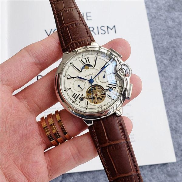 men watches all sub-dials work watch moon phase daydate mechanical automatic wristwatches for mens gift rejoles dropshippin, Slivery;brown
men watches all sub-dials work watch moon phase daydate mechanical automatic wristwatches for mens gift rejoles dropshippin, Slivery;brown