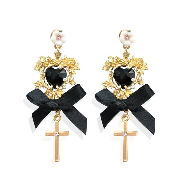 dangle earrings high-end women's gifts daily accessories korean vintage trendy metal cross ribbon bow crystal heart eardrop, Silver
dangle earrings high-end women's gifts daily accessories korean vintage trendy metal cross ribbon bow crystal heart eardrop, Silver