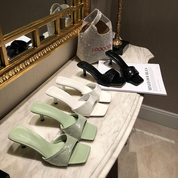 women sandals slippers fashion women slides mules shoes thin high heels slippers bling open toe mules shoes woman 35-39, Black
women sandals slippers fashion women slides mules shoes thin high heels slippers bling open toe mules shoes woman 35-39, Black