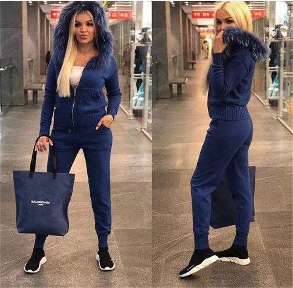 knitted tracksuit for women hooded sweater casual knitted suit women 2 piece set zipper long sleeve sporting women's suit, White
knitted tracksuit for women hooded sweater casual knitted suit women 2 piece set zipper long sleeve sporting women's suit, White