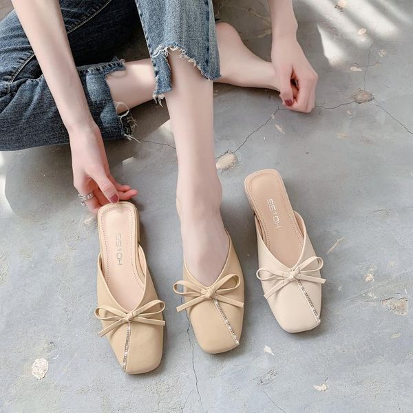 slippers 2021 square toe mules shoes women low heel bow summer beige khaki closed pu leather sandals, Black
slippers 2021 square toe mules shoes women low heel bow summer beige khaki closed pu leather sandals, Black