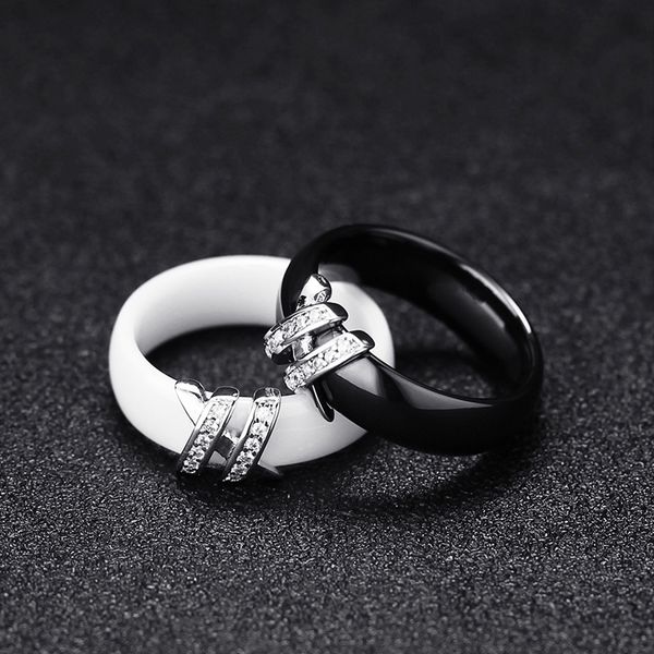 creative ceramic rings for women men black and white double x zircon rings unique wedding engagement jewelry anillos, Silver
creative ceramic rings for women men black and white double x zircon rings unique wedding engagement jewelry anillos, Silver