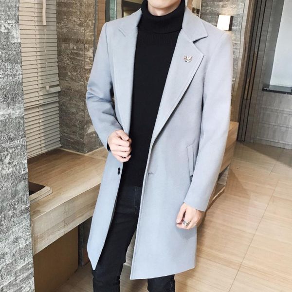 pure color large size trench coat for men 2020 autumn winter woolen coat korean trend lapel collar male mid-length windbreaker, Black
pure color large size trench coat for men 2020 autumn winter woolen coat korean trend lapel collar male mid-length windbreaker, Black