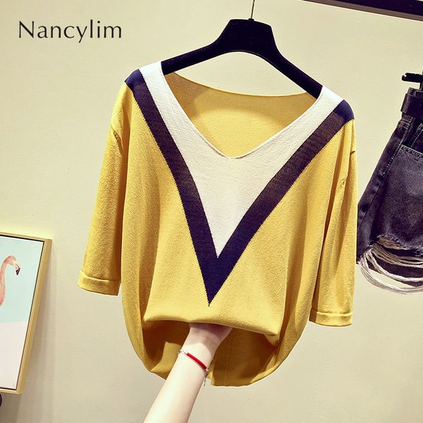 ice silk knitted sweater womens loose long sleeves spring autumn jacket v-collar jumper pull femme girls knitting shirt blusas, White;black
ice silk knitted sweater womens loose long sleeves spring autumn jacket v-collar jumper pull femme girls knitting shirt blusas, White;black