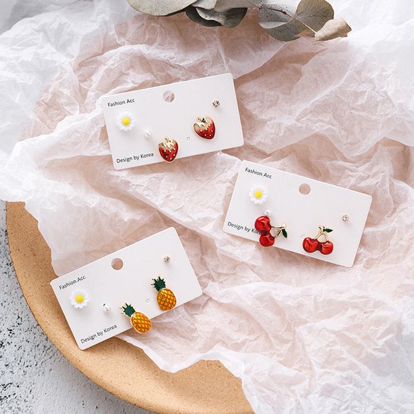 5 pcs summer cute flower fruit pineapple strawberry cherry small mini stud earrings for girl women fashion jewelry accessories, Golden;silver
5 pcs summer cute flower fruit pineapple strawberry cherry small mini stud earrings for girl women fashion jewelry accessories, Golden;silver
