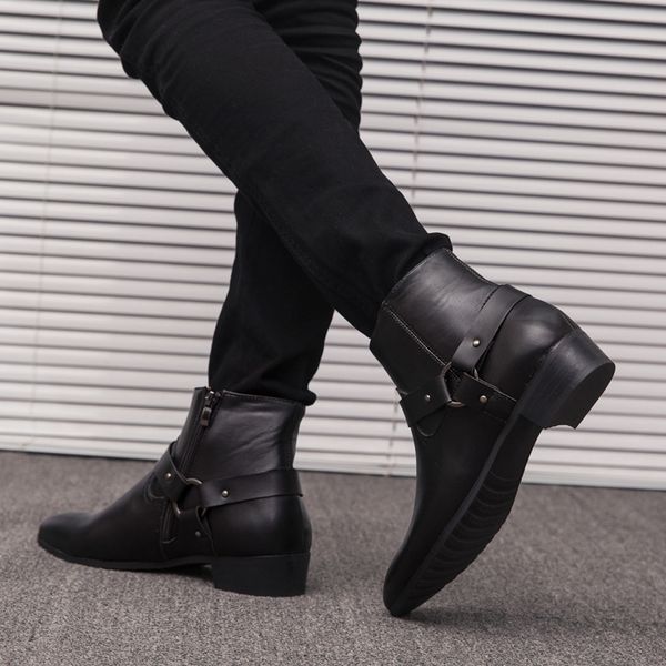 men shoes men's fashion pointed toe high-shoes england style large size casual booties elegant design male leather boots, Black
men shoes men's fashion pointed toe high-shoes england style large size casual booties elegant design male leather boots, Black