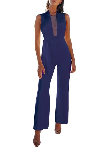 Sexy Women Jumpsuit Plunge Sheer Mesh Sleeveless Waist Tie Zipper Back Long Pants Slim Fit Female Lady Playsuits Rompers Clothes
Sexy Women Jumpsuit Plunge Sheer Mesh Sleeveless Waist Tie Zipper Back Long Pants Slim Fit Female Lady Playsuits Rompers Clothes