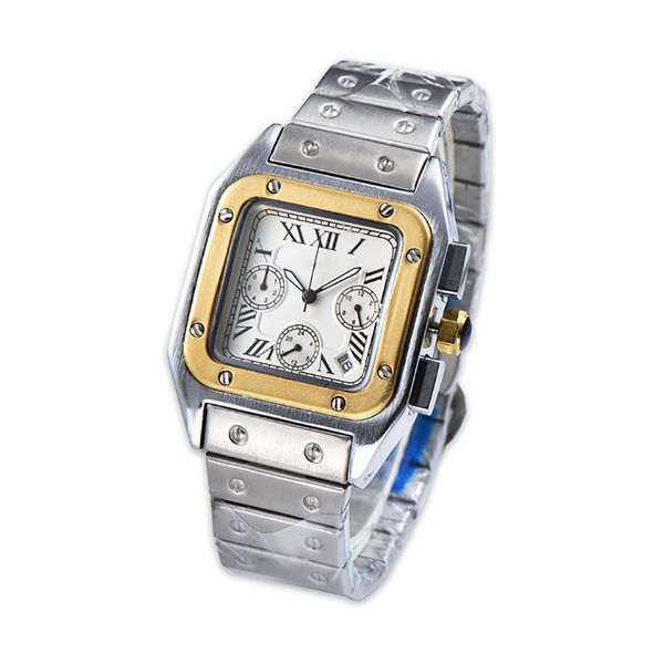 men's watch full function dial quartz movement stainless steel strap automatic date square case fashion watches, Slivery;brown
men's watch full function dial quartz movement stainless steel strap automatic date square case fashion watches, Slivery;brown