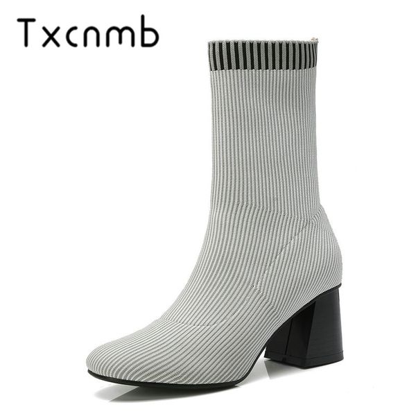 txcnmb 2019 knitting leather women square heels boots autumn winter mid-calf boots ladies party dress shoes woman, Black
txcnmb 2019 knitting leather women square heels boots autumn winter mid-calf boots ladies party dress shoes woman, Black