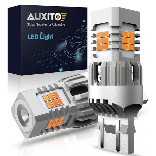 

auxito 2pcs no hyper flash t20 w21w wy21w 7440 7440na 7443 w21 5w led turn signal light bulbs canbus error car lamp amber