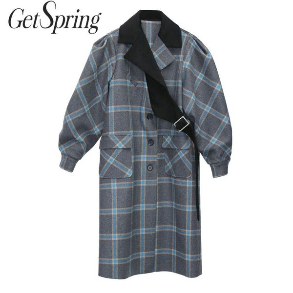 getspring women woolen coat patchwork asymmetry piald woolen coats lantern sleeve vintage winter wool overcoat women 2019 new, Black
getspring women woolen coat patchwork asymmetry piald woolen coats lantern sleeve vintage winter wool overcoat women 2019 new, Black