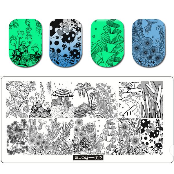 

1pcs mushroom flower image nail stamping plates stainless steel nail stencil for art stamps manicure template tools 021-030, White