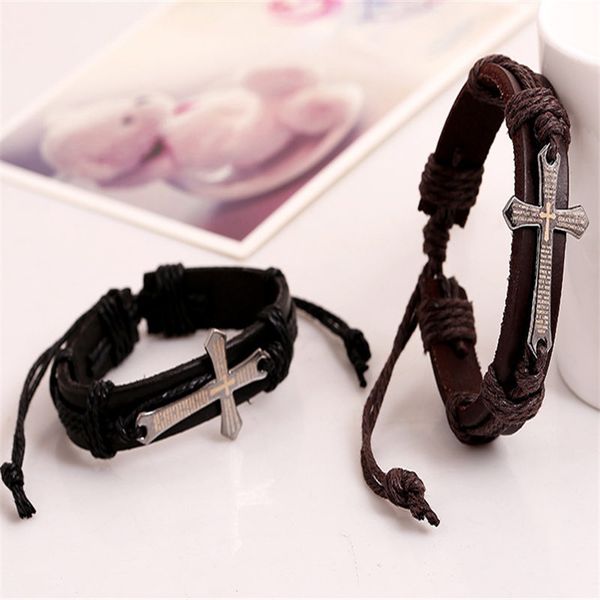 dropshiping gold christian cross jesus fit charm bracelets & bangles black brown cowhide genuine leather rope cuff solemn jewelry fine gifts, Golden;silver
dropshiping gold christian cross jesus fit charm bracelets & bangles black brown cowhide genuine leather rope cuff solemn jewelry fine gifts, Golden;silver