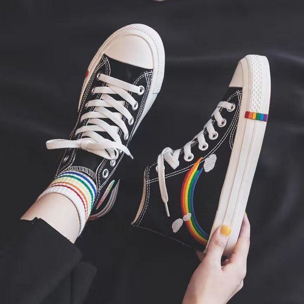 rainbow high-women canvas shoes korean student harajuku street ladies sneakers shooting board female casual shoes, Black
rainbow high-women canvas shoes korean student harajuku street ladies sneakers shooting board female casual shoes, Black