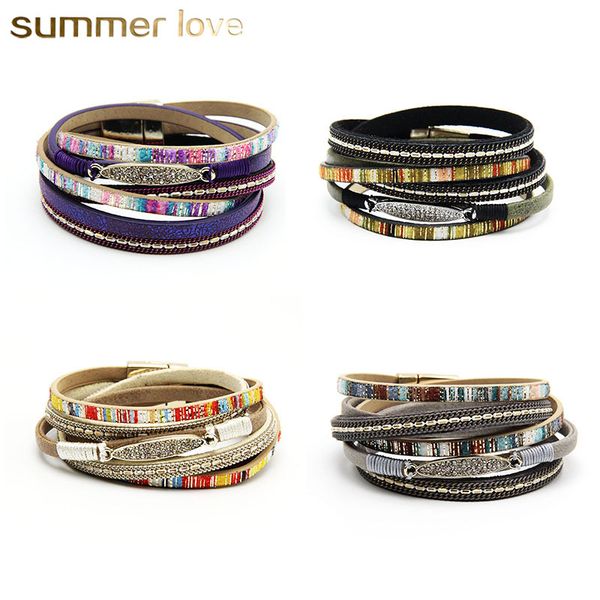 new fashion multi-layer leather bracelet colorful crystal wrap cuff bangle with alloy magnetic for women teen girl boy statement jewelry, Golden;silver
new fashion multi-layer leather bracelet colorful crystal wrap cuff bangle with alloy magnetic for women teen girl boy statement jewelry, Golden;silver