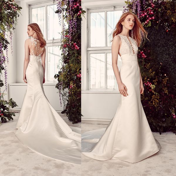 mermaid rita vinieris wedding dresses jewel neck sleeveless satin applique wedding gown sweep train custom robe de mariée, White
mermaid rita vinieris wedding dresses jewel neck sleeveless satin applique wedding gown sweep train custom robe de mariée, White