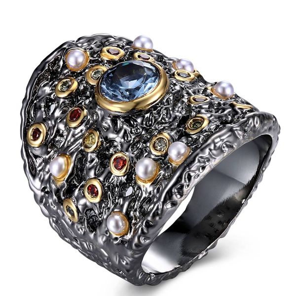 new cocktail party big ring black gold vintage jewelry multi color crystal pearl antique rings in jewellery findings, Golden;silver
new cocktail party big ring black gold vintage jewelry multi color crystal pearl antique rings in jewellery findings, Golden;silver