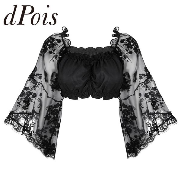 womens summer fashion off shoulder floral mesh long flare sleeves stretchy tube strapless blouse ruched brims crop
womens summer fashion off shoulder floral mesh long flare sleeves stretchy tube strapless blouse ruched brims crop