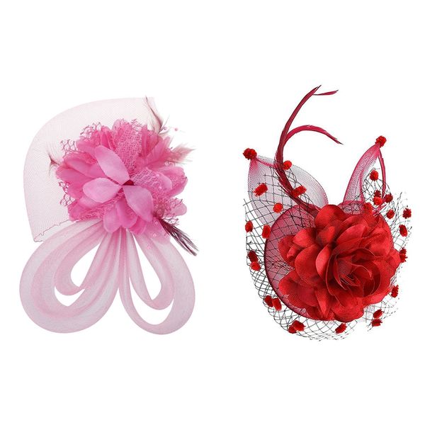 2 pcs headdress: 1pcs womens headband veil flower hair clip red & 1pcs small hairpin feather hat pink, Golden;white
2 pcs headdress: 1pcs womens headband veil flower hair clip red & 1pcs small hairpin feather hat pink, Golden;white